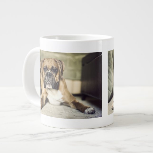 Caneca De Café Grande Pup in-a-box Fawn (Frente Esquerda)