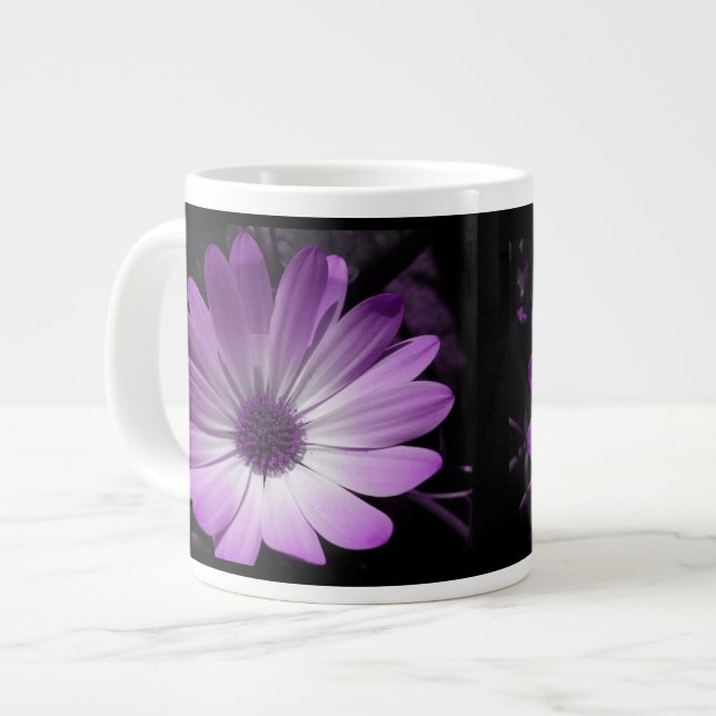 Caneca De Café Grande Púrpura Daisy Flower Mug (Frente Esquerda)