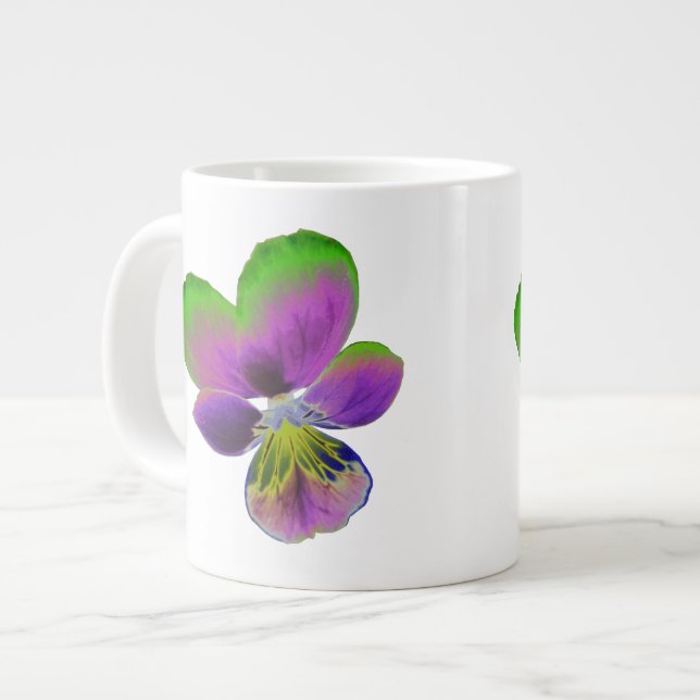 Caneca De Café Grande Púrpura e Pansy Mug Verde (Frente Esquerda)