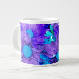 Caneca De Café Grande Púrpura N Turquesa Daisies Mugs