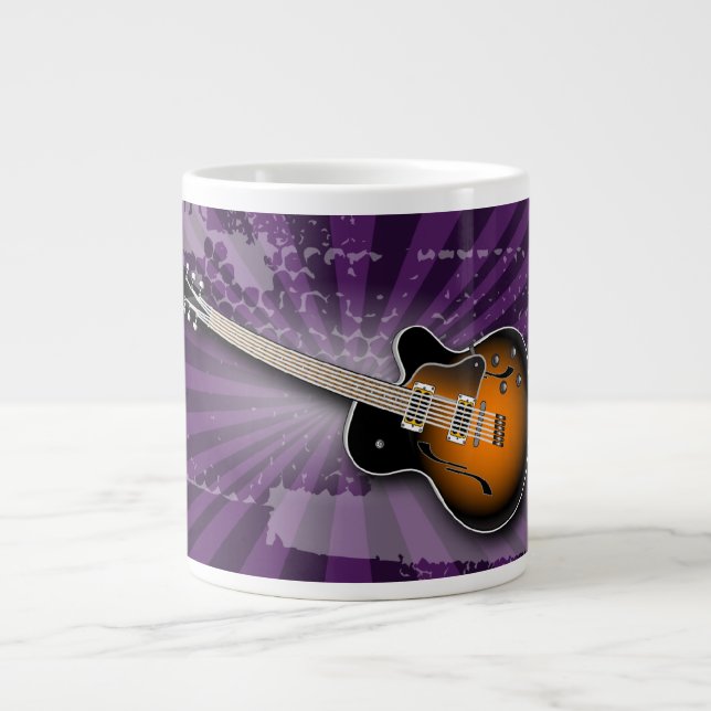 Caneca De Café Grande Púrpura Ringe Burst Guitar Specialty Mug (Frente)