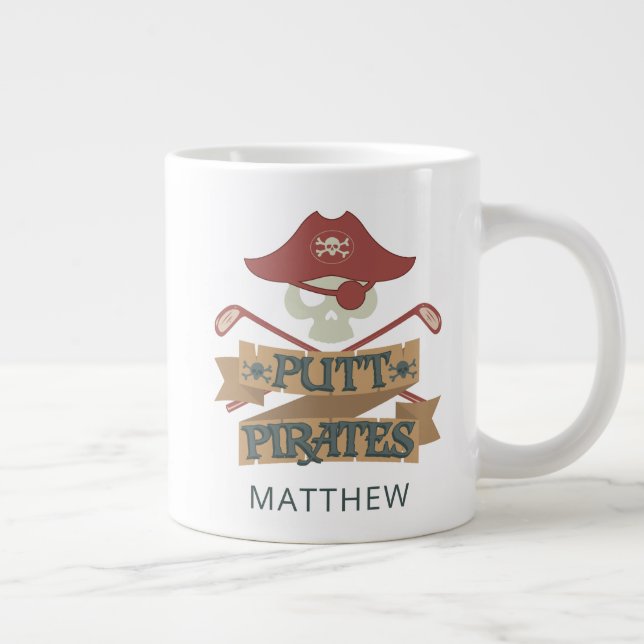 Caneca De Café Grande Putt Pirates Golfing Hobby Personalizado (Direita)
