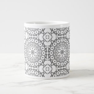 Caneca De Café Grande Quadrados brancos herdados em uma cinza clara