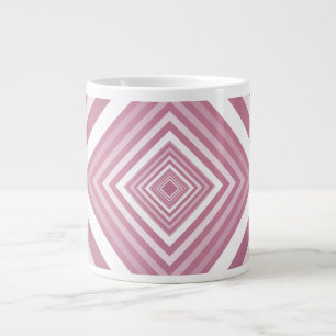 Caneca De Café Grande Quadrados de Gradação Brancos e Rosa Modernos
