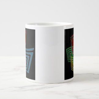 Caneca De Café Grande Quadrados Espirais, Tecidos E Com Tecidos