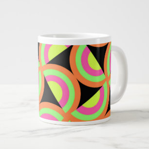 Caneca De Café Grande Quadrados Psicodélicos