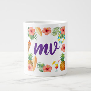 Caneca De Café Grande Quadro de Hibisco Tropical Vibes de Aloha