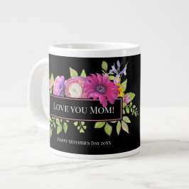 Caneca De Café Grande Quadro Floral Brilhante com Dia de as mães de Foto