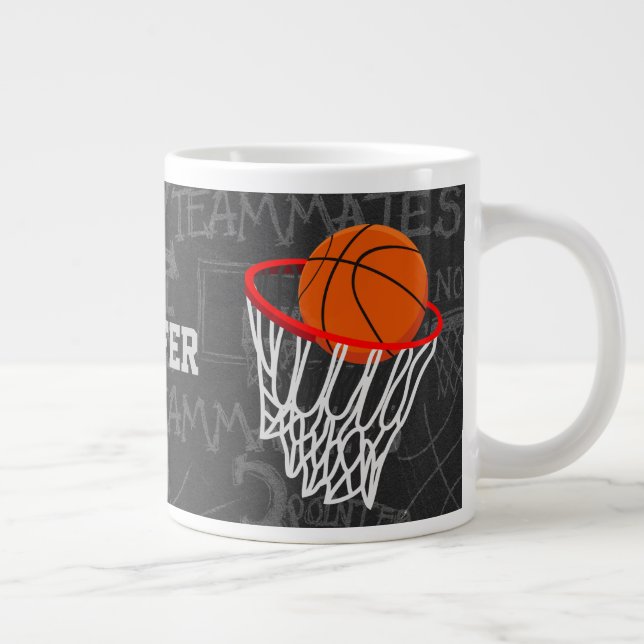 Caneca De Café Grande Quadro Personalizado de Basquete e Hoop (Direita)
