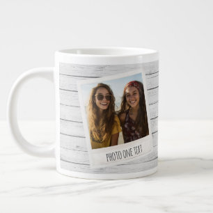 Caneca De Café Grande Quadros Rústicos 2 Fotos - Impressão em Madeira Sh