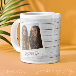 Caneca De Café Grande Quadros Rústicos 2 Fotos - Impressão em Madeira Sh