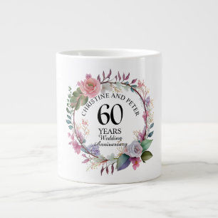 Caneca De Café Grande Qualquer Casamento (60) Aniversário Floral Elegant
