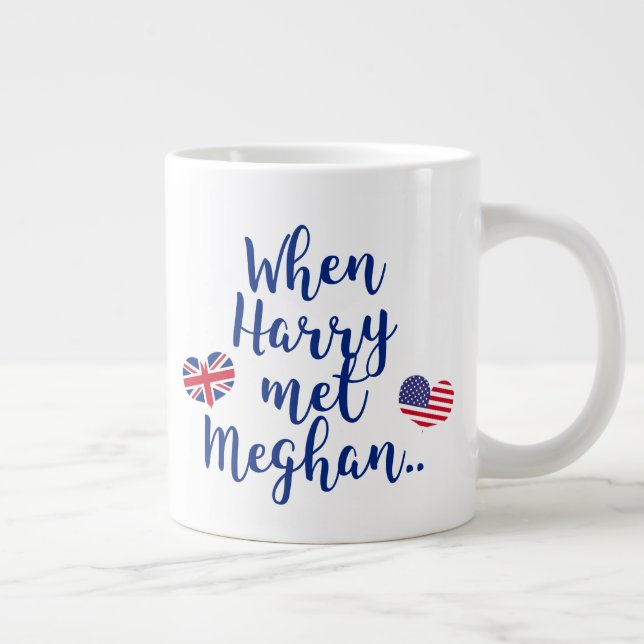 Caneca De Café Grande Quando Harry conheceu Meghan | Casamento Real Dive (Direita)