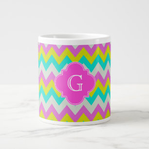 Caneca De Café Grande Quatrefoil Quatrefoil Amarelo-Cor-de-Rosa