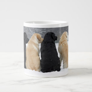 Caneca De Café Grande Quatro Cães Labradores Na Neve