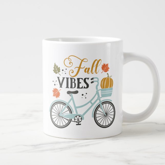 Caneca De Café Grande Queda de Vibes por Bicicleta (Direita)