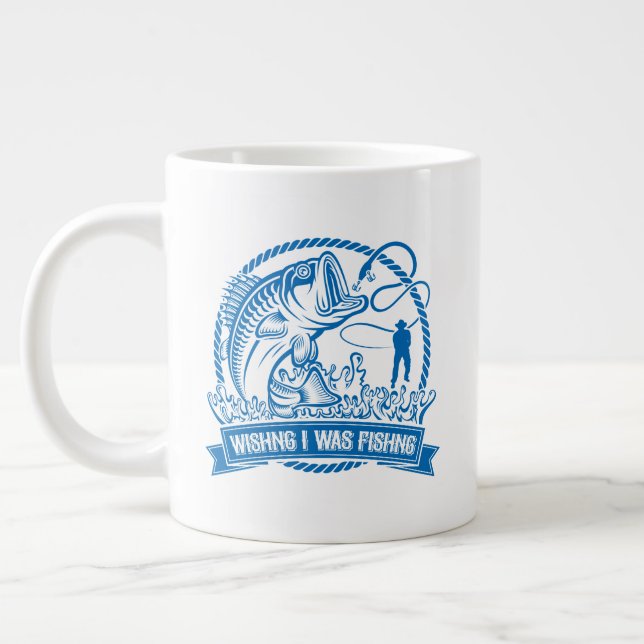 Caneca De Café Grande Queria Que Eu Estivesse Pescando (Esquerda)