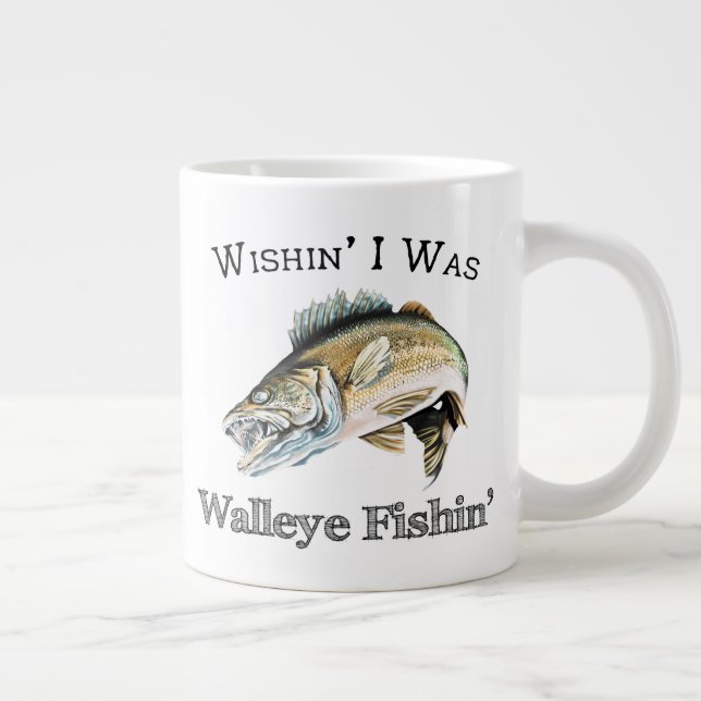 Caneca De Café Grande Queria que eu fosse Walleye Fishin (Direita)