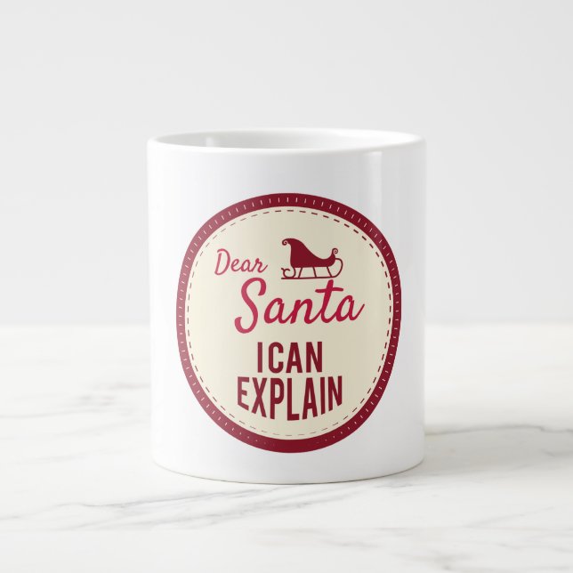 Caneca De Café Grande Querido Papai Noel Posso Explicar, Ditos Engraçado (Frente)
