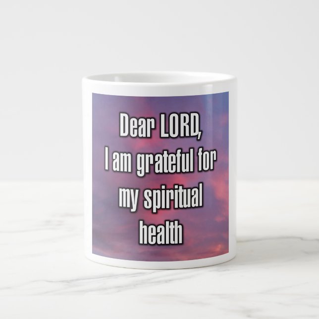 Caneca De Café Grande Querido SENHOR, sou grato pela minha espiritual... (Frente)