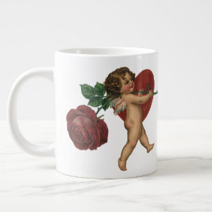 Caneca De Café Grande Querubim do Dia dos Namorados Vintage e Rosa Vitor