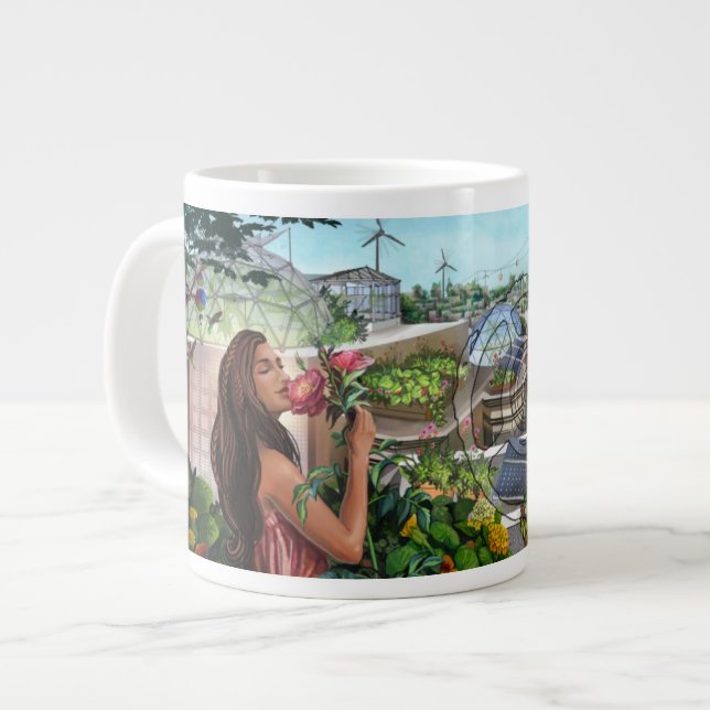 Caneca De Café Grande Quinto Jumbo Mug De Flor Sagrado (Frente Esquerda)