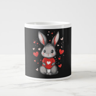 Caneca De Café Grande Rabbit Lover Heart Girl