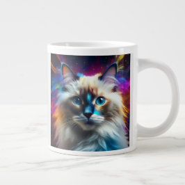 Caneca De Café Grande Raça de gato Ragdoll Fundo de explosão de cores