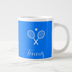 Caneca De Café Grande Rackets tênis e Ball Ultramarine Azul
