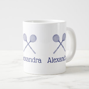 Caneca De Café Grande Racquet de Squash Cruzados Azul