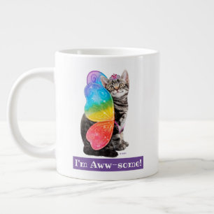 Caneca De Café Grande Rainbow Butterfly Princesa Kitten