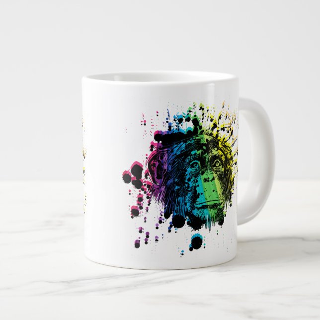 Caneca De Café Grande Rainbow Chimpanzé (Frente Esquerda)