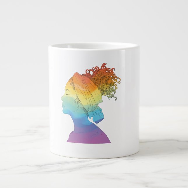 Caneca De Café Grande Rainbow Life, Mulher, Liberdade (Frente)