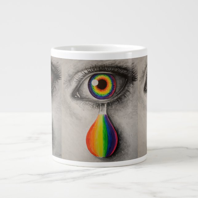 Caneca De Café Grande Rainbow tears poster throw pillow trivet stone coa (Frente)