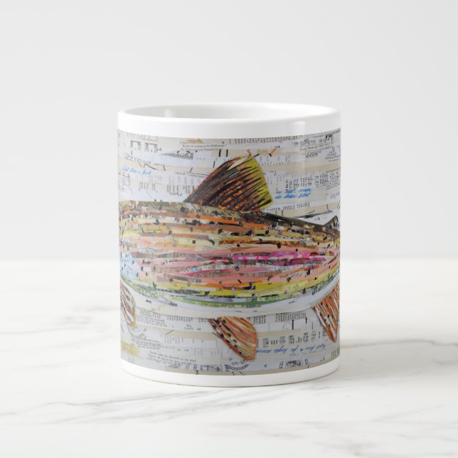 Caneca De Café Grande Rainbow Trout Collage Coffee Mug por C.E.Branca (Frente)