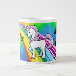 Caneca De Café Grande Rainbow Unicorn Girl's Cup Personalize NAME