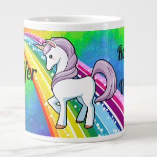 Caneca De Café Grande Rainbow Unicorn Girl's Cup Personalize NAME