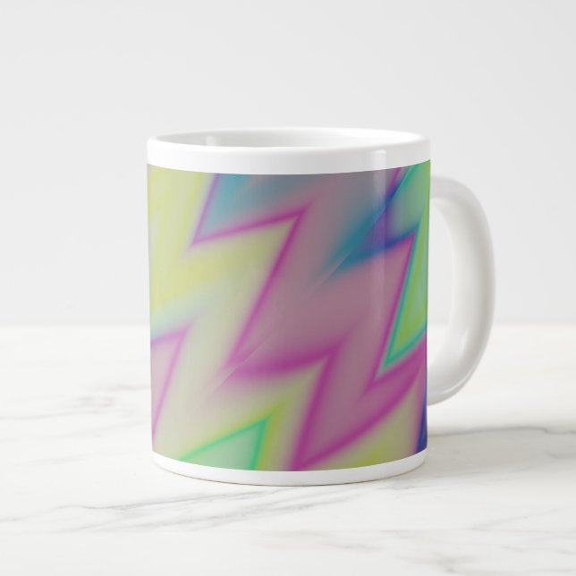 Caneca De Café Grande Rainbow Zigzags (Frente Esquerda)