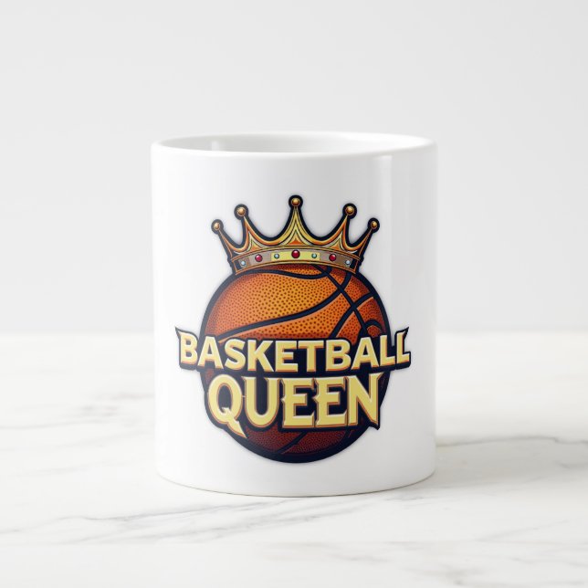 Caneca De Café Grande Rainha de Basquete (Frente)