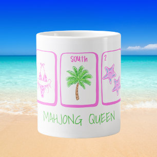 Caneca De Café Grande RAINHA DO MAHJONG Mahjong de Praia Azulejos Costei