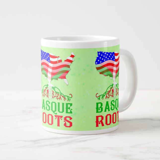 Caneca De Café Grande Raízes Americanas Bascas (Frente Esquerda)