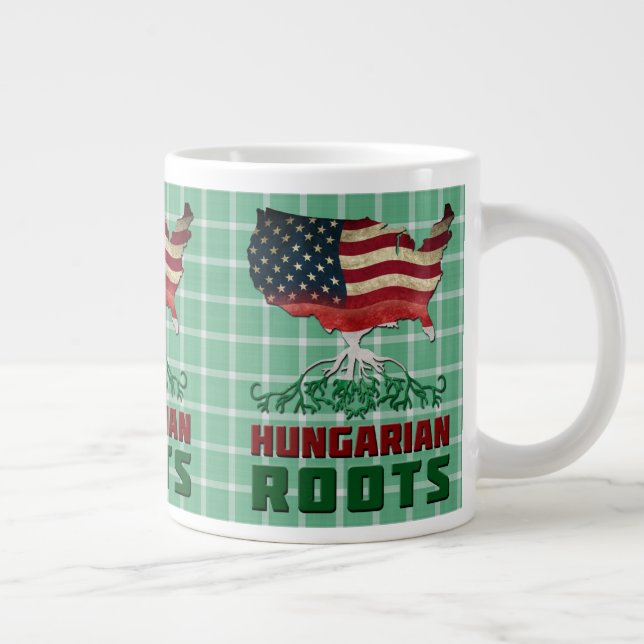 Caneca De Café Grande Raízes Húngaras Americanas (Direita)