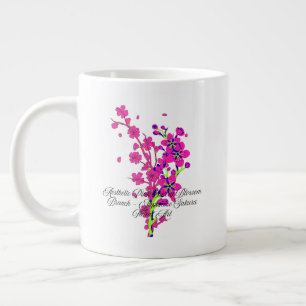 Caneca De Café Grande Ramo de Cerejeira Rosa Estética