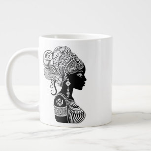 Caneca De Café Grande Rapariga africana Retrato Tribal Tatuagem