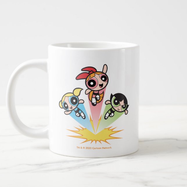 Caneca De Café Grande Raparigas Powerpuff Lançam No Ar (Esquerda)