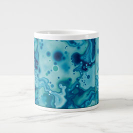 Caneca De Café Grande Reactive Glaze Deep Blue Green Fluid Texture Mug