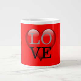 Caneca De Café Grande Red Background Love Wedding Heart