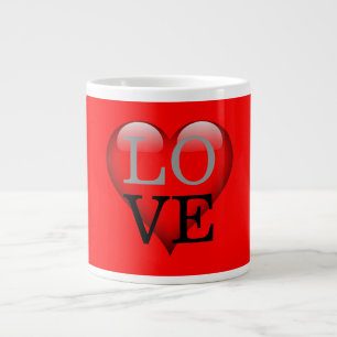 Caneca De Café Grande Red Background Love Wedding Heart
