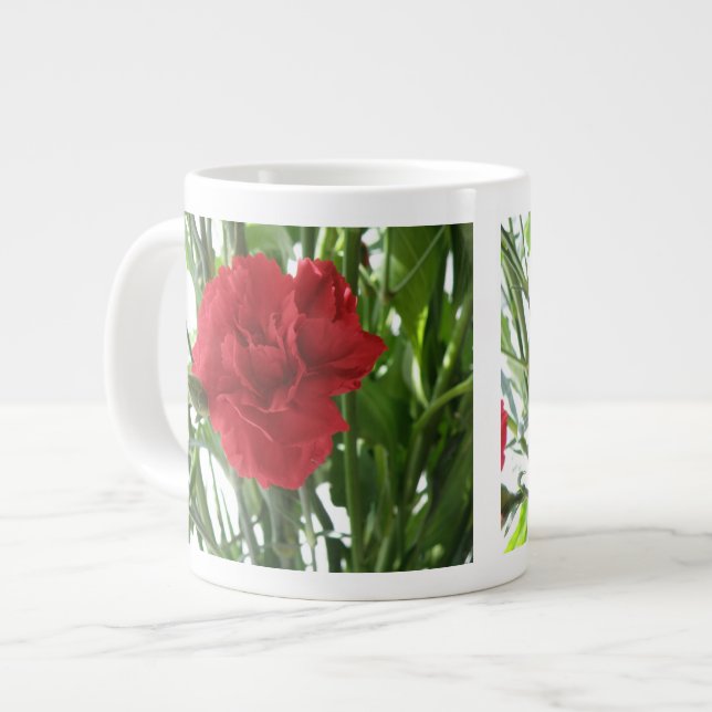 Caneca De Café Grande Red Carnação Mug (Frente Esquerda)