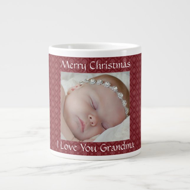 Caneca De Café Grande Red Christmas Photo Mug (Frente)